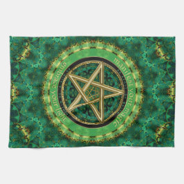 Manifest Your Magic Golden Pentacle Nature Green Theedoek