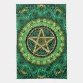 Manifest Your Magic Golden Pentacle Nature Green Theedoek (Verticaal)