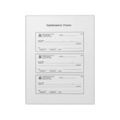 Manifestatie controleert geld blanco cheques notitieblok (Linkerzijde)