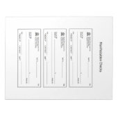 Manifestatie controleert geld blanco cheques notitieblok (Voorkant)