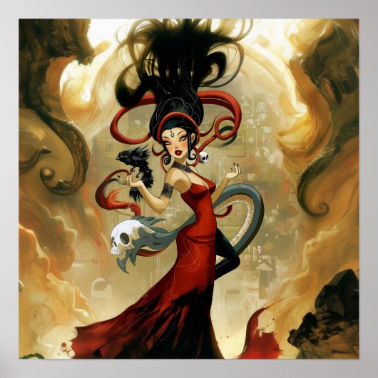 Manifesterende Intentie Witchy AI Art Matte Waarde Poster (Voorkant)