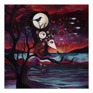 Manifesterende Intentie Witchy AI Art Semi-Gloss Perfect Poster