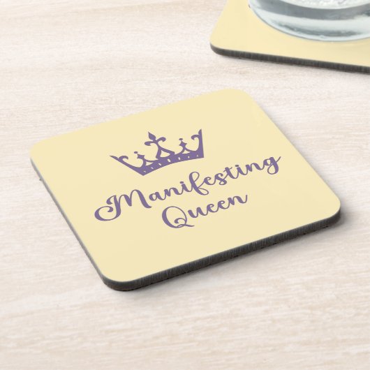 Manifesterende koningin Paarse letters Bier Onderzetter (Linkerzijde)