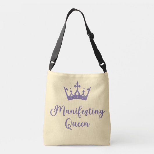 Manifesterende koningin Paarse letters Crossbody Tas (Achterkant)