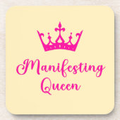 Manifesterende koningin roze letters bier onderzetter (Voorkant)