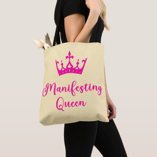 Manifesterende koningin roze letters tote bag (Dichtbij)