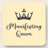 Manifesterende koningin zwarte letters bier onderzetter (Voorkant)