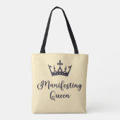 Manifesterende koningin zwarte letters tote bag (Achterkant)