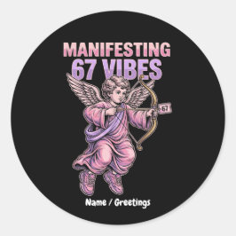 Manifesting 67 Vibes Streetwear Cupid Vintage 90s  Ronde Sticker