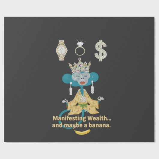 Manifesting Wealth Monkey zen art Cadeaupapier (Vlak)