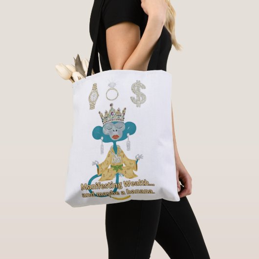 Manifesting Wealth Monkey zen art Tote Bag (Dichtbij)