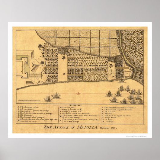 Manila Filipijnen — Attack Map 1762 Poster (Voorkant)