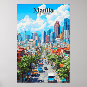 Manila Filipijnen Kunst Vintage Reizen Poster