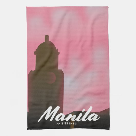 Manila Filipijnen reisposter. Theedoek (Verticaal)