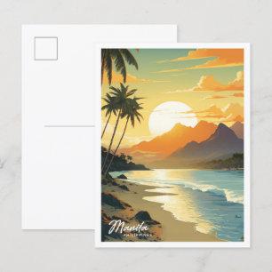 Manila Filipijnen Vintage Travel Illustration Briefkaart