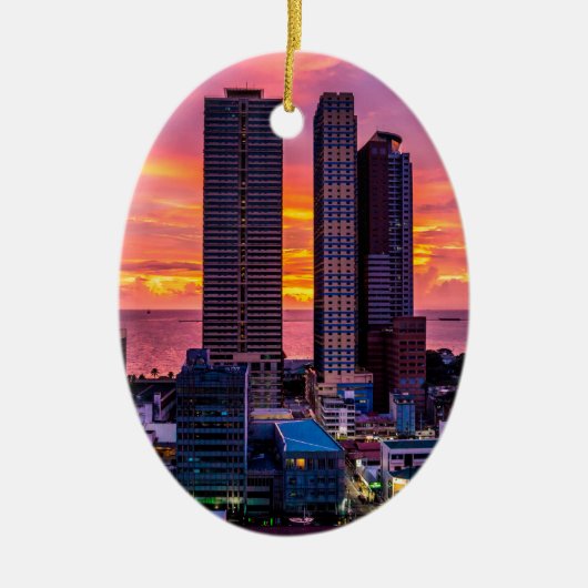 Manila Filippijnen Skyline Keramisch Ornament (Voorkant)