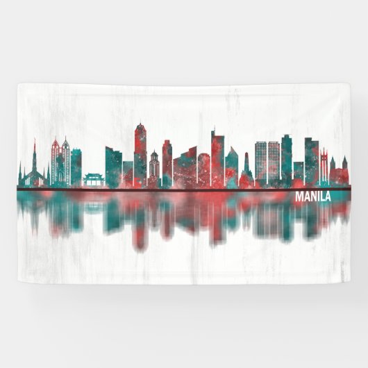 Manila Filippijnen Skyline Spandoek (Horizontaal)