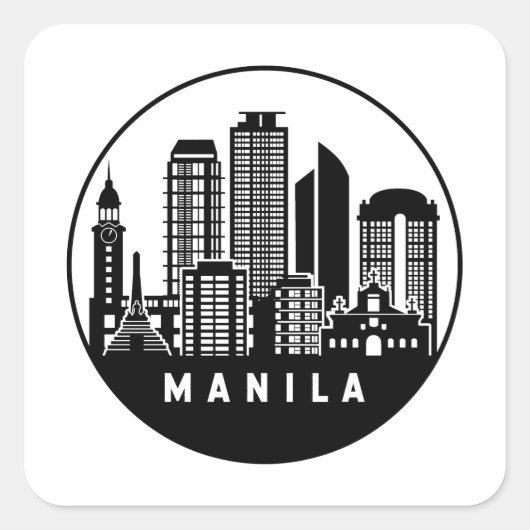 Manila National Capital Region Skyline Vierkante Sticker (Voorkant)