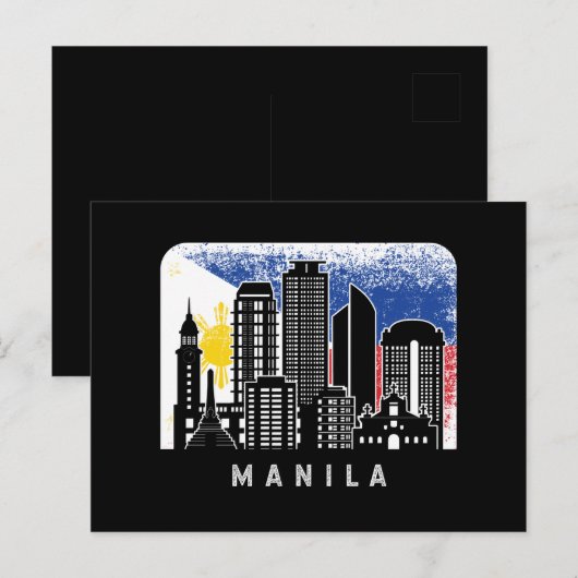 Manila NCR Skyline  Filippijnse vlag Briefkaart (Voorkant / Achterkant)