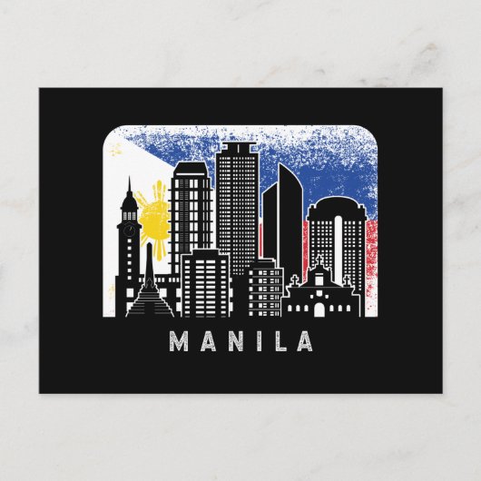 Manila NCR Skyline  Filippijnse vlag Briefkaart (Voorkant)