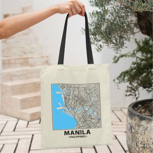 Manila, Philippines, City Map Tote Bag