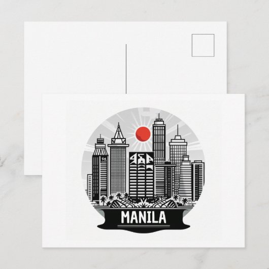 Manila Skyline Briefkaart (Voorkant / Achterkant)