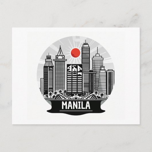 Manila Skyline Briefkaart (Voorkant)
