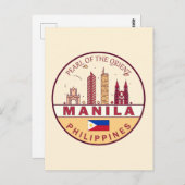 Manilla Filipijnen City Skyline Emblem Briefkaart (Voorkant / Achterkant)