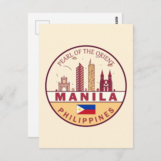 Manilla Filipijnen City Skyline Emblem Briefkaart (Voorkant / Achterkant)