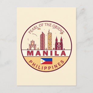 Manilla Filipijnen City Skyline Emblem Briefkaart
