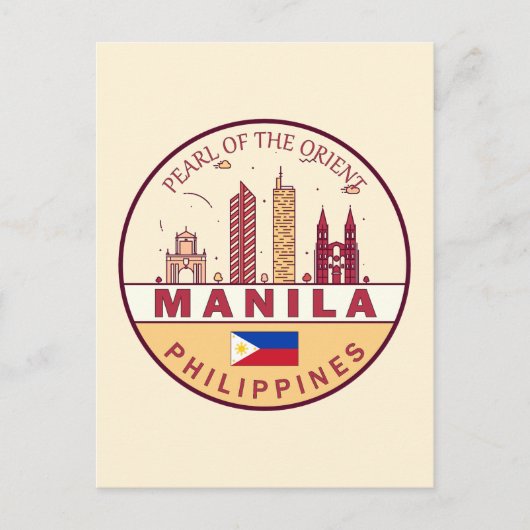 Manilla Filipijnen City Skyline Emblem Briefkaart (Voorkant)