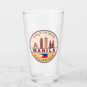 Manilla Filipijnen City Skyline Emblem Glas