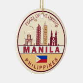 Manilla Filipijnen City Skyline Emblem Keramisch Ornament (Rechts)