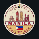 Manilla Filipijnen City Skyline Emblem Keramisch Ornament<br><div class="desc">Manilla minimalistisch,  kleurrijk kunstontwerp met monumenten en bezienswaardigheden van de stad in de Filipijnen.</div>