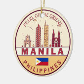 Manilla Filipijnen City Skyline Emblem Keramisch Ornament (Links)
