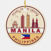 Manilla Filipijnen City Skyline Emblem Keramisch Ornament (Achterkant)