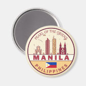 Manilla Filipijnen City Skyline Emblem Magneet (Voorkant / Achterkant)