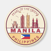 Manilla Filipijnen City Skyline Emblem Magneet (Voorkant)