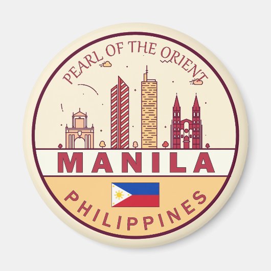 Manilla Filipijnen City Skyline Emblem Magneet (Voorkant)