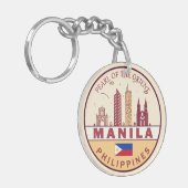 Manilla Filipijnen City Skyline Emblem Sleutelhanger (Voorkant Links)