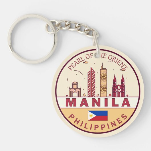Manilla Filipijnen City Skyline Emblem Sleutelhanger (Voorkant)