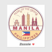 Manilla Filipijnen City Skyline Emblem Sticker (Vel)