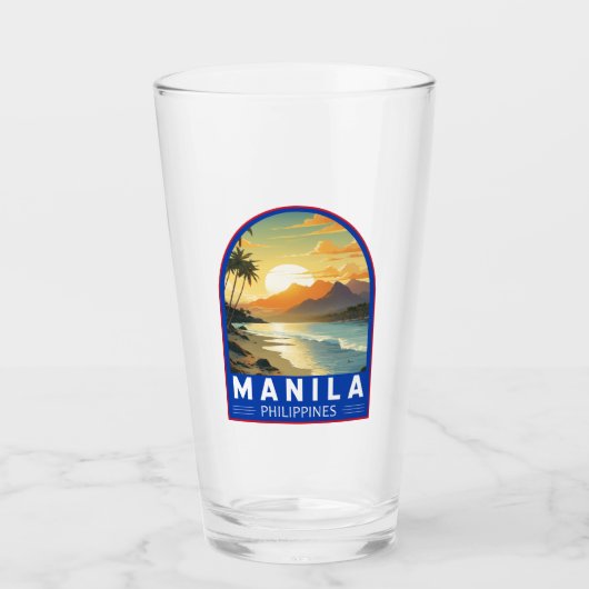 Manilla Filipijnen Reizen Kunst Vintage Glas (Voorkant)