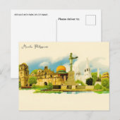  Manilla Filipijnen Reizen waterverf retro Briefkaart (Voorkant / Achterkant)