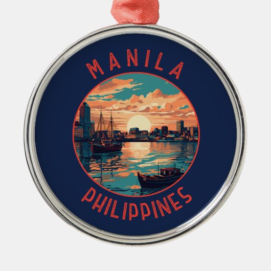 Manilla Filipijnen Retro Distress Circle Metalen Ornament (Voorkant)