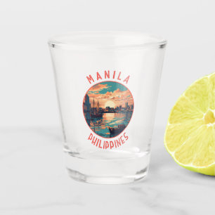 Manilla Filipijnen Retro Distress Circle Shot Glas