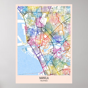 Manilla Filipijnen Stadkaart Poster
