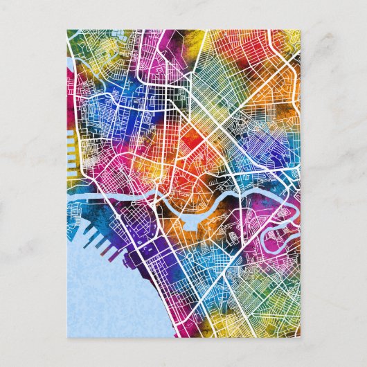 Manilla Filipijnen Stadsplattegrond Briefkaart (Voorkant)
