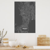 Manilla, Filipijnen (wit op zwart) Poster (Keuken)