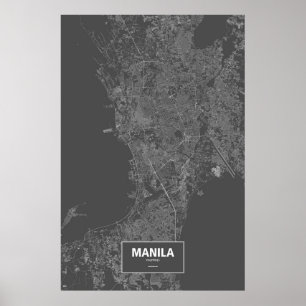 Manilla, Filipijnen (wit op zwart) Poster
